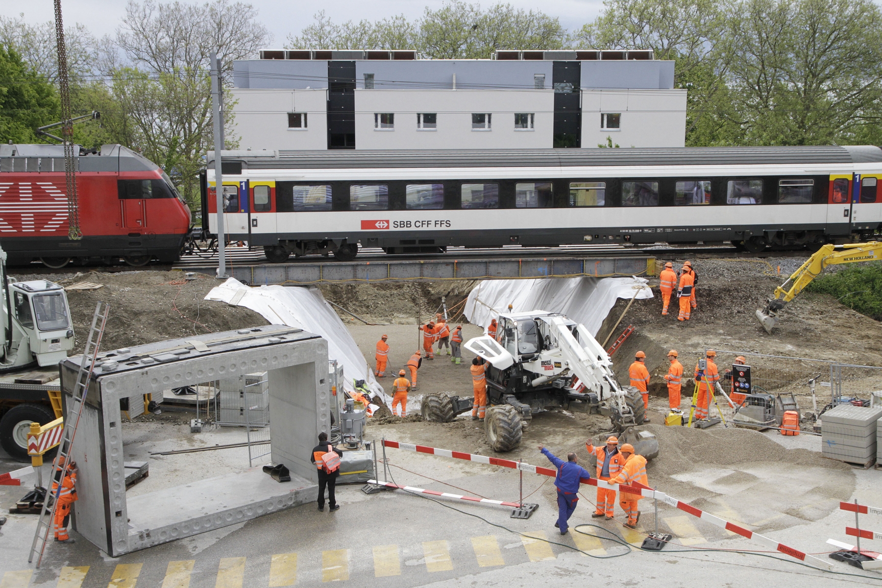 Morges, Mercredi 29 Mai 2013.
Construction d'un passage sous-voie situe En Bonjean, pour les pietons et cyclistes.
(Samuel Fromhold)