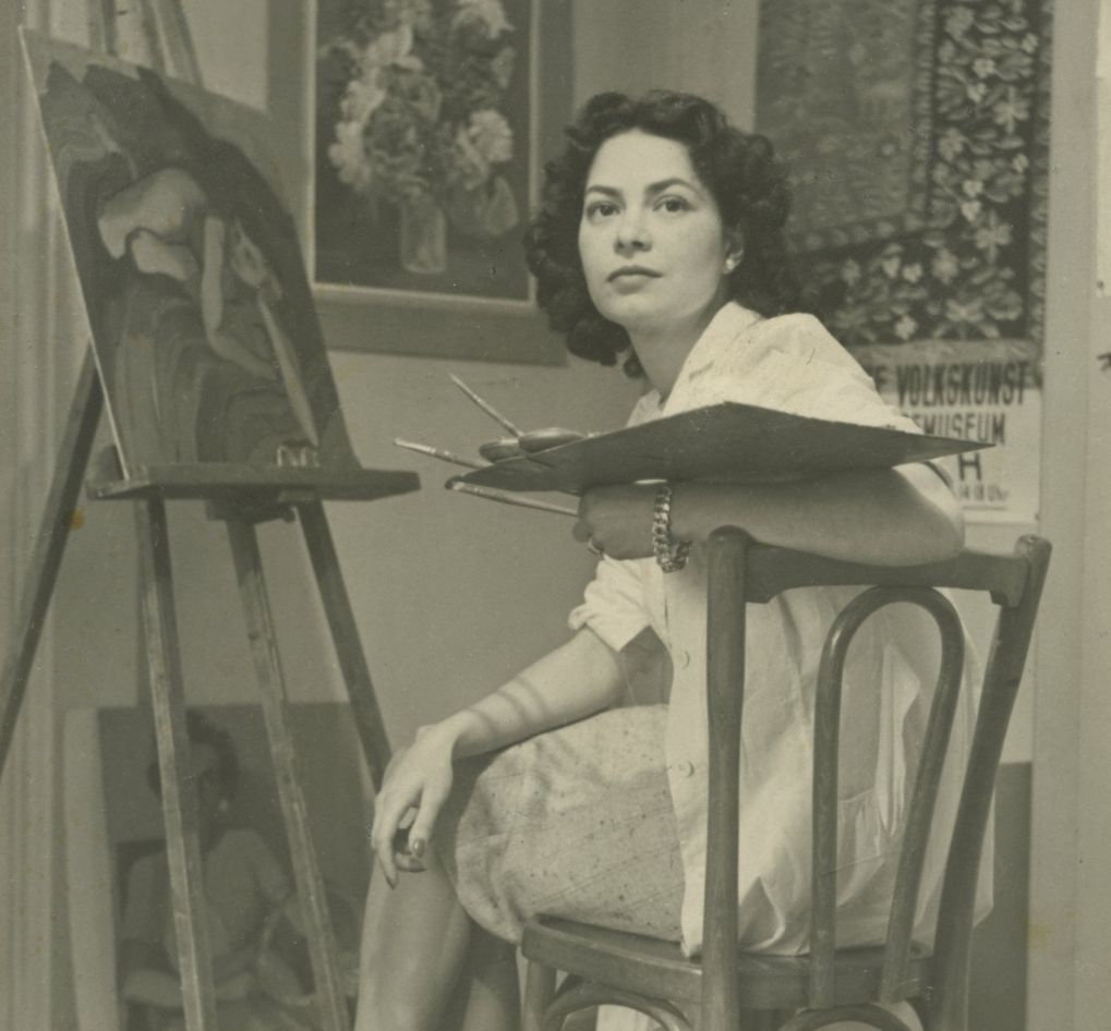 Clarisse Hunziker de Meuron dans son atelier à Genève, en 1946.