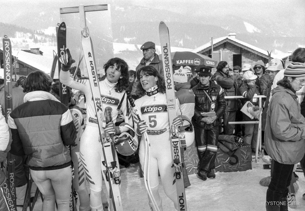 Doris de Agostini (à gauche) ici avec Maria Walliser à Bormio en 1985.