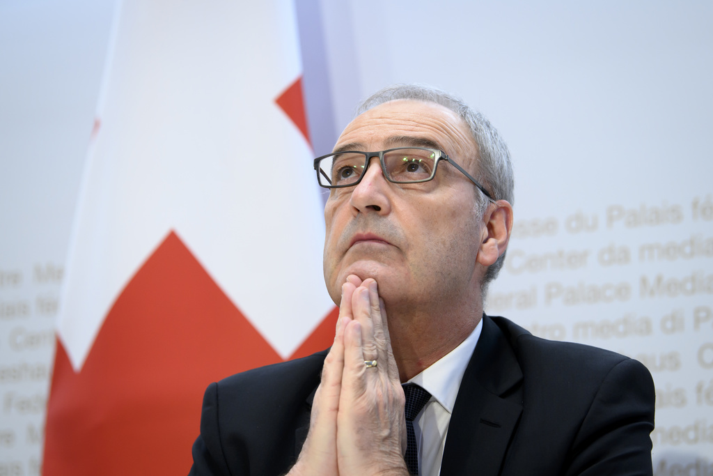 Guy Parmelin a tenu un discours pour l'anniversaire de l'Organisation mondiale du commerce (OMC) célébré jeudi à Genève (archive).