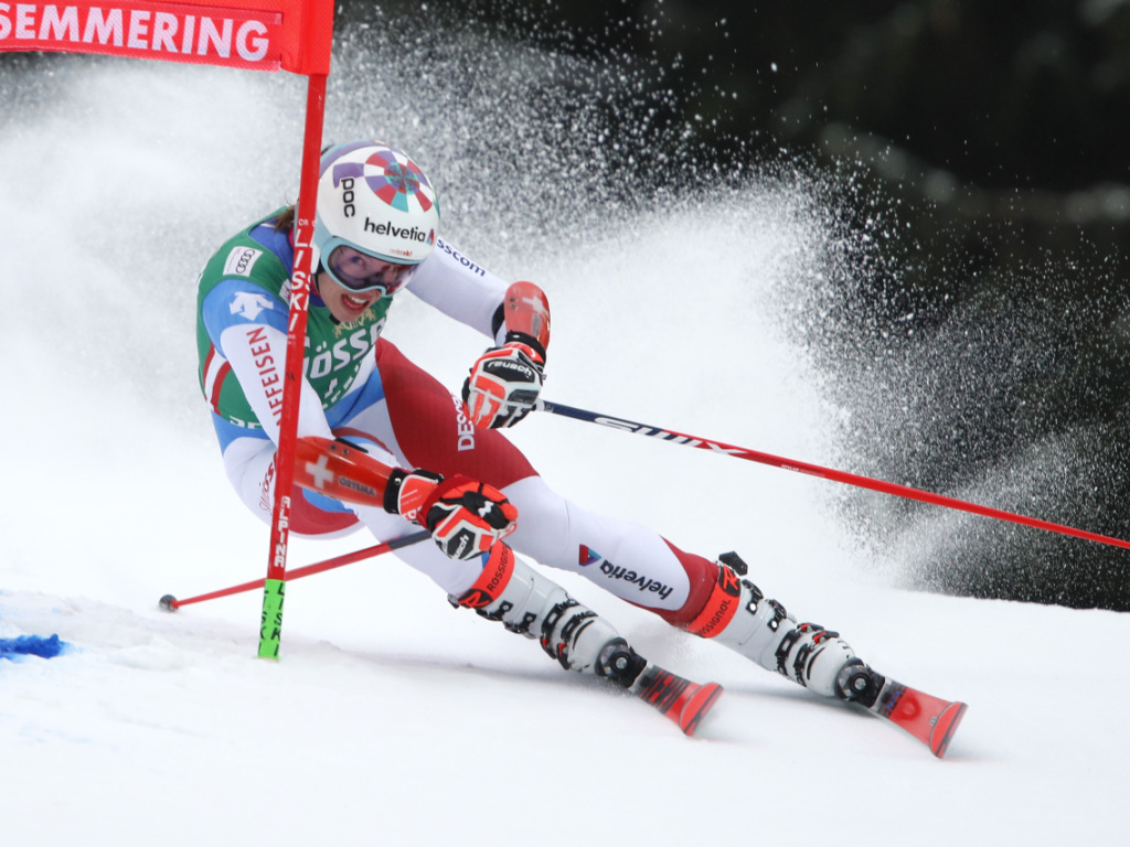 Michelle Gisin a terminé troisième  de la première manche du géant de Semmering.