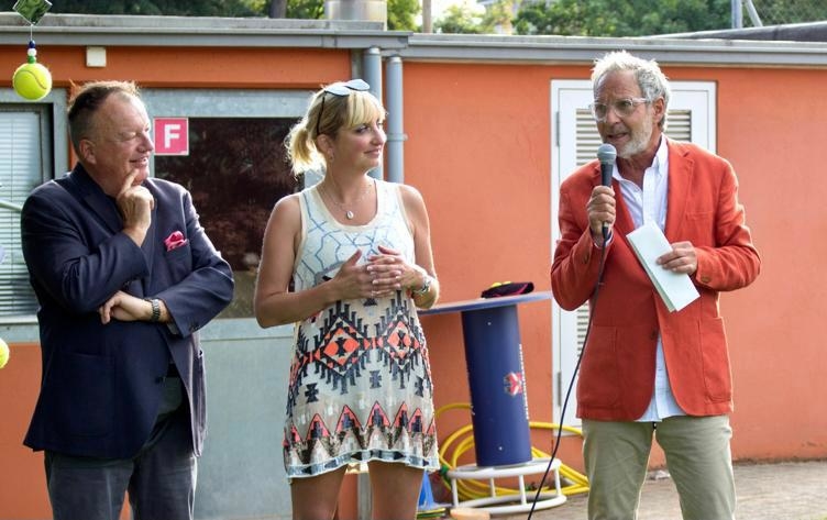 La journée de festivités a été marquée de la présence de René Stammbach, président de Swiss Tennis, et de Timea Bacsinszky, ici au côté de Pierre-Alain Dupuis, président du TC Nyon