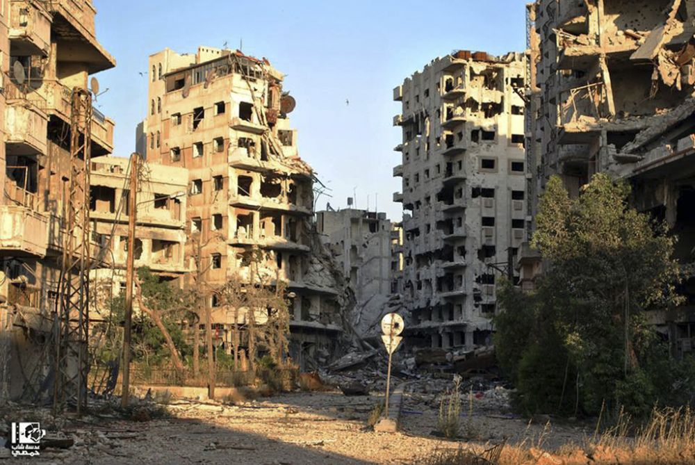 Un quartier de Homs ruiné par les bombardements.