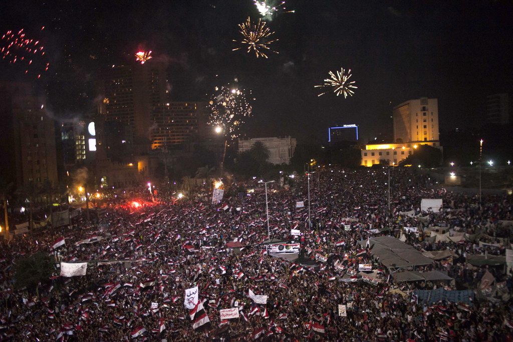 La place Tahrir était en liesse mercredi soir.