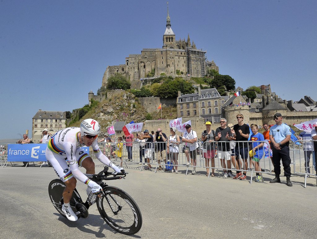 Tony Martin a remporté le contre-la-montre ce jour au Mont-Saint-Michel.