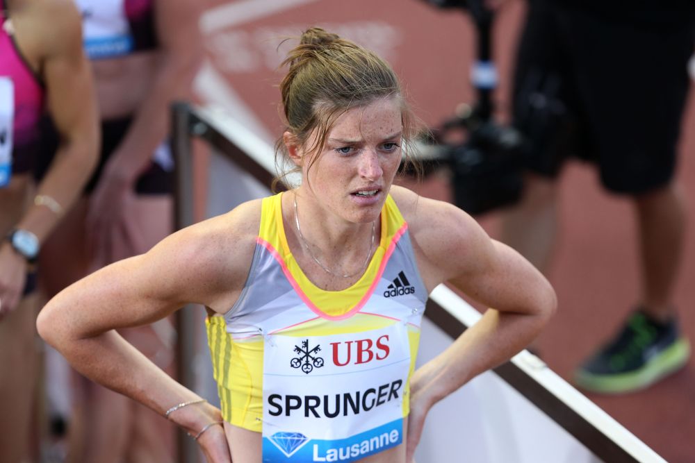 Lausanne, Jeudi 4 Juillet 2013.Lea Sprunger au 200m Women.Athletissima 2013, Lausanne.(Samuel Fromhold)