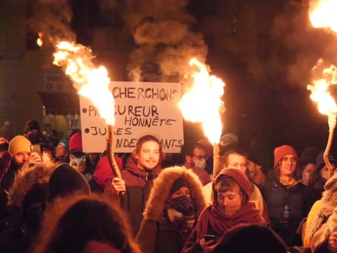 Marche en soutien aux zadistes du Mormont au premier jour de leur procès à Nyon, le lundi 18 janvier 2022