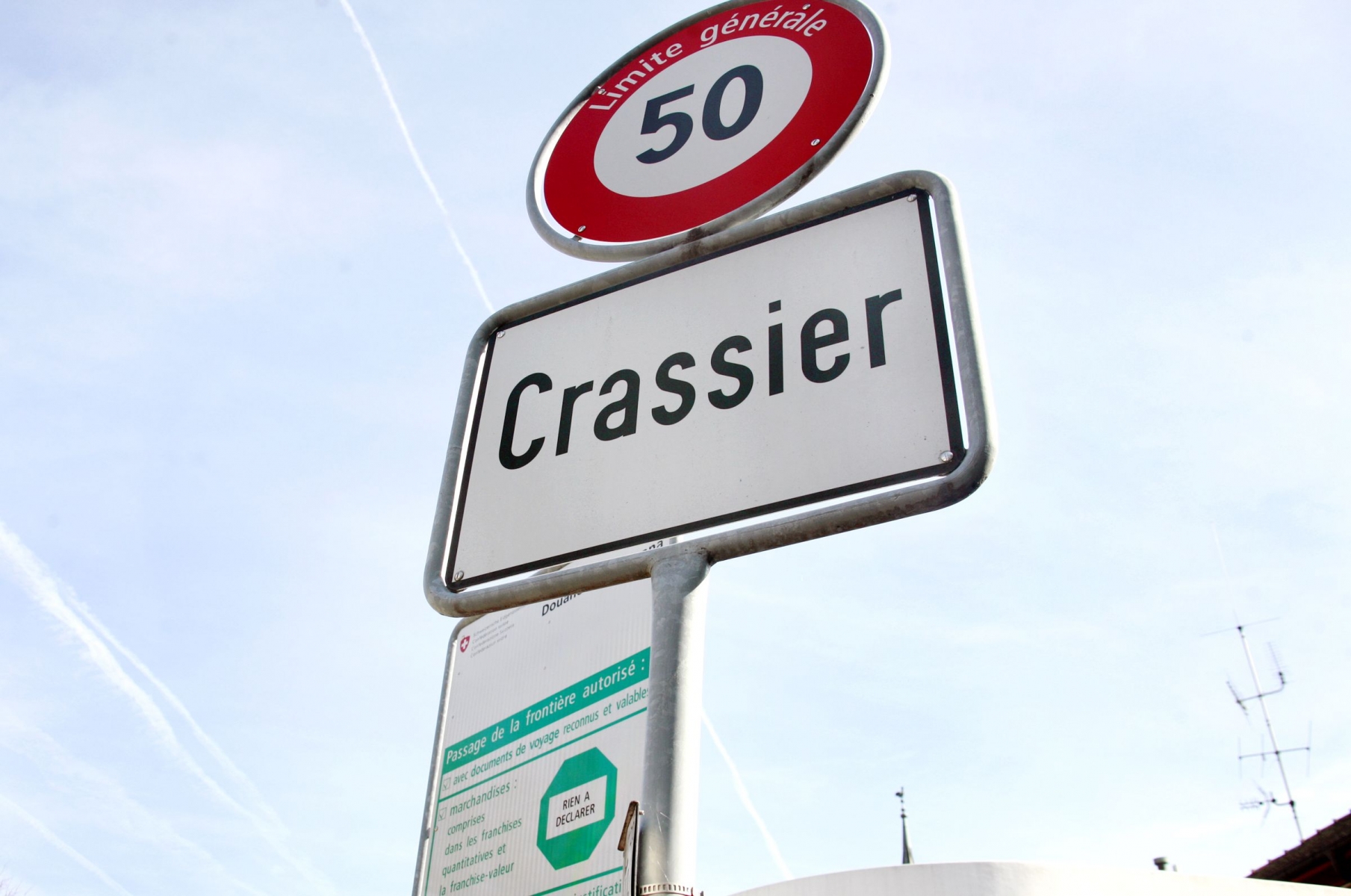 Crassier, douane, 24.03.10, panneau, frontiere, Photos Celine Reuille