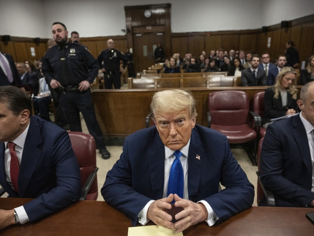 L'ex-président américain Donald Trump au tribunal de New York pour son premier jour de procès, le 22 avril 2024.