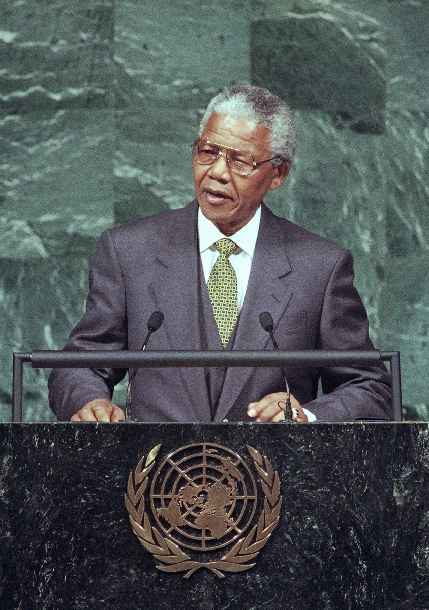 Nelson Mandela, "icône de la réconciliation" sud-africaine (ici en 1994 aux Nations unies).