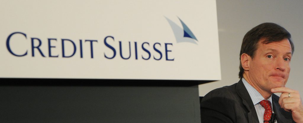 Credit Suisse CEO Brady Dougan listens to questions during a press conference announcing the bank's 2012 full year result in Zurich, Switzerland, Thursday, February 7, 2013. The Zurich-based bank posted a full-year net profit of 1.483 billion francs ($1.62 billion) for 2012, down from 1.953 billion francs in 2011. (KEYSTONE/Steffen Schmidt)