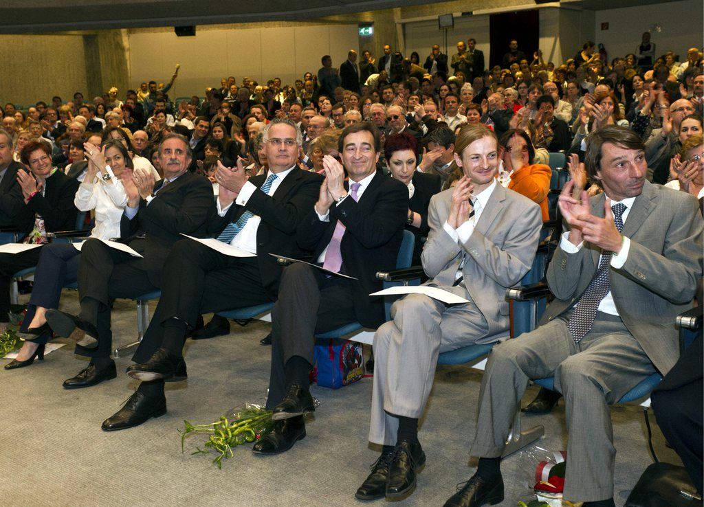 Le président du PDC tessinois, Angelo Jelmini (quatrième en partant de la gauche).