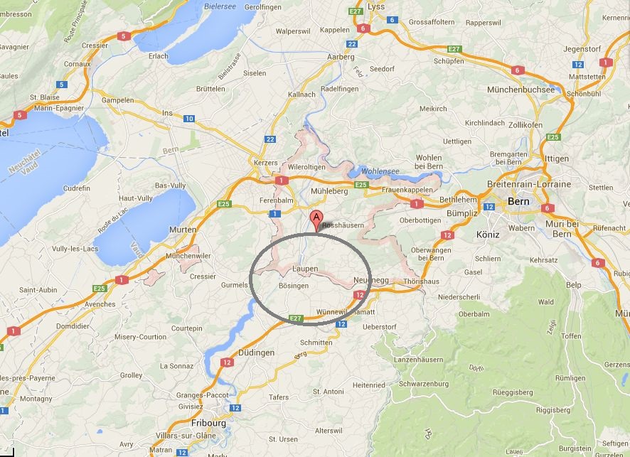 L'éboulement est survenu près de Laupen, à mi-chemin entre Fribourg et Berne.