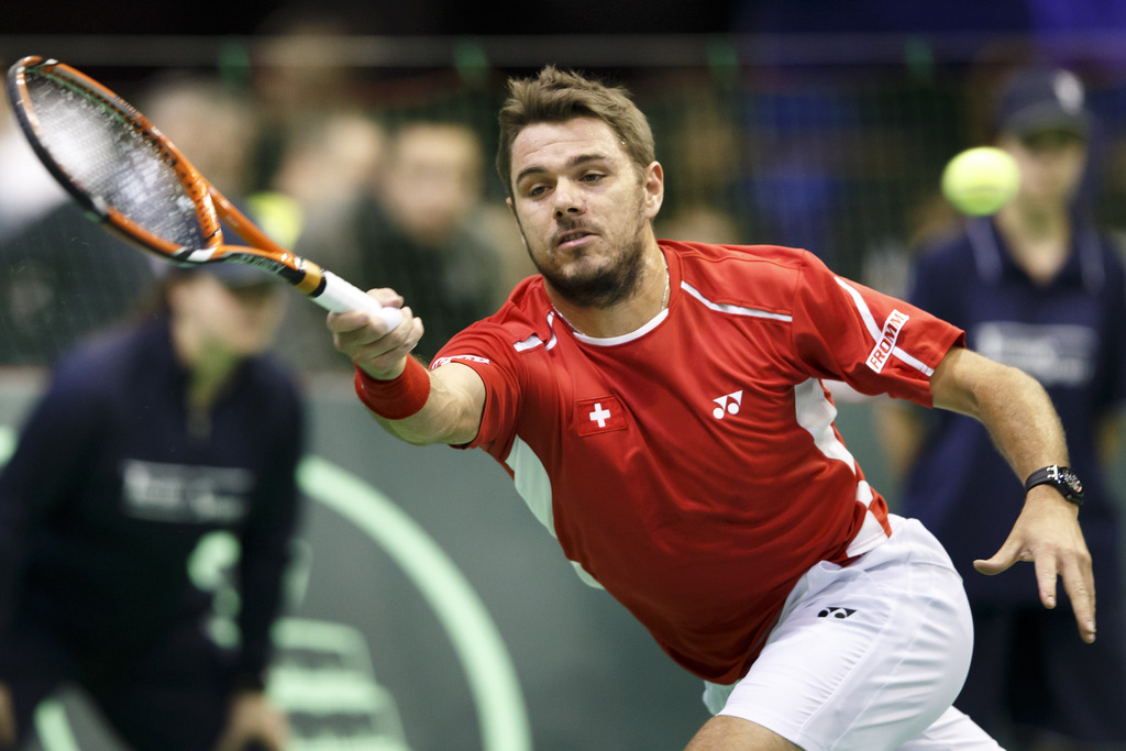 Stanislas Wawrinka est en lice face à Dusan Lajovic pour le compte du deuxième match de Coupe Davis entre la Serbie et la Suisse à Novi Sad.