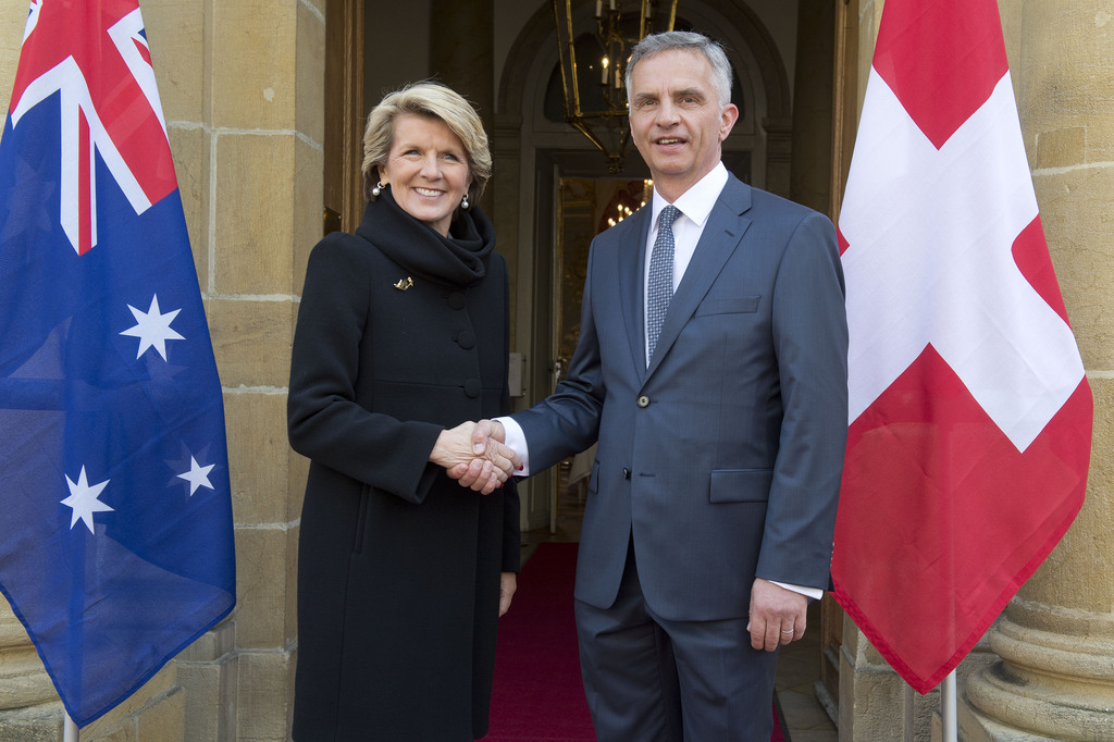 Julie Bishop a été reçue chez lui, à Neuchâtel, par Didier Burkhalter.