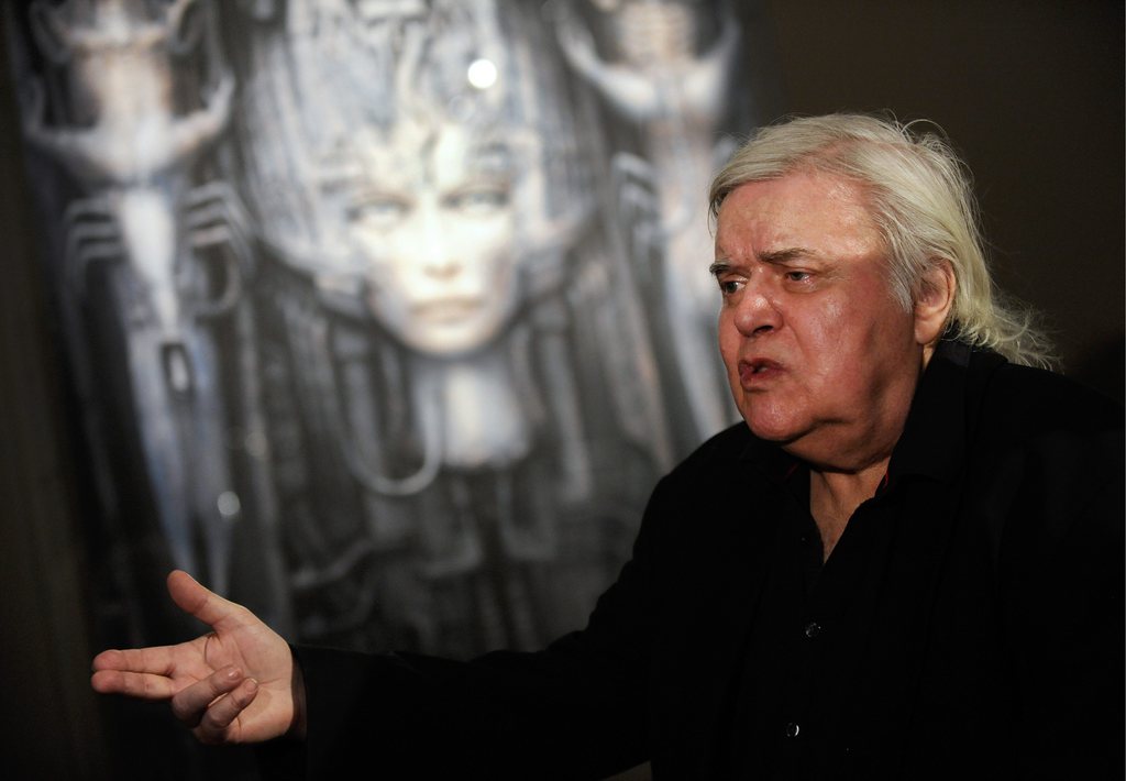 FILE - A picture made available on 09 March 2011 shows Swiss artist H.R. Giger pictured during a tour of the exhibition 'Traeume und Visionen' (Dreams and Visions) at the Kunsthaus Wien in Vienna, Austria, 08 March 2011. The retrospective of Hans Ruedi Giger work is runs from 10 March until 26 June 2011. Giger died May 12, 2014 according to Swiss media. The surrealist painter, sculptor, and set designer. He was part of the special effects team that won an Academy Award for Best Achievement for Visual Effects for their design work on the film Alien. EPA/ROBERT JAEGER