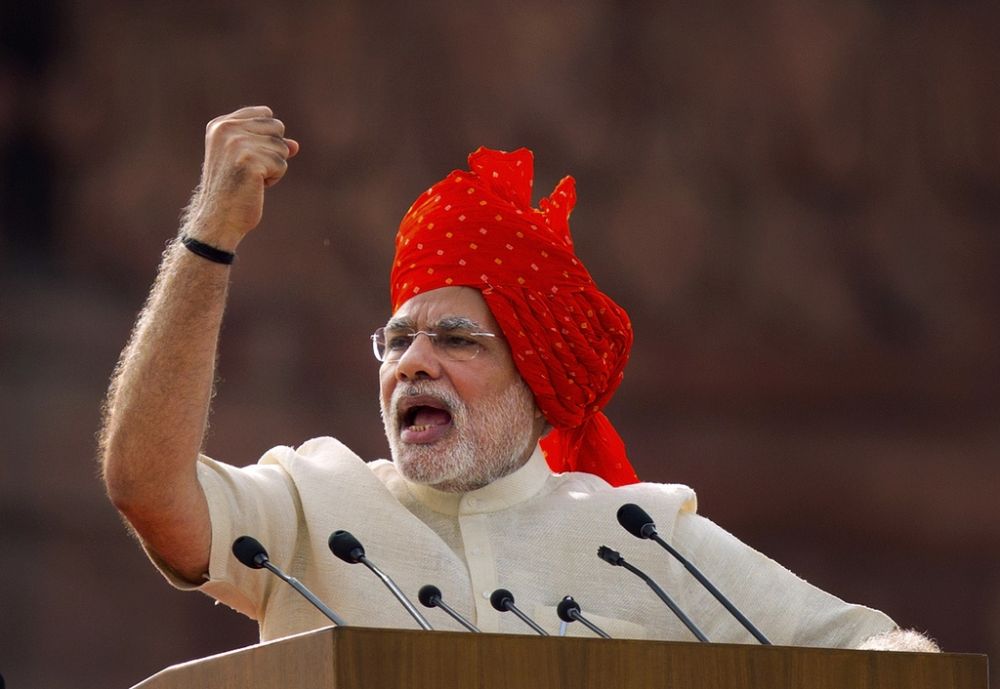 Narendra Modi a tenu son discours sur les remparts du célèbre Fort Rouge à New Delhi.  