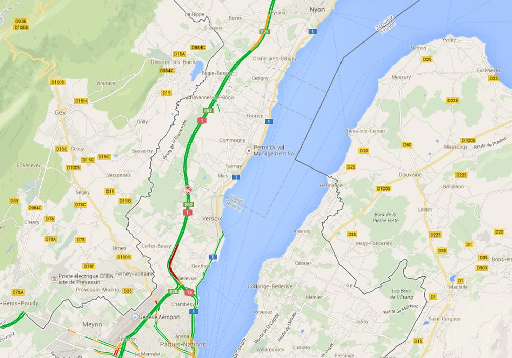 Un accident qui s'est produit entre le Vengeron et Coppet sur l'Autoroute A1 provoque des ralentissements dans le sens Genève-Lausanne.