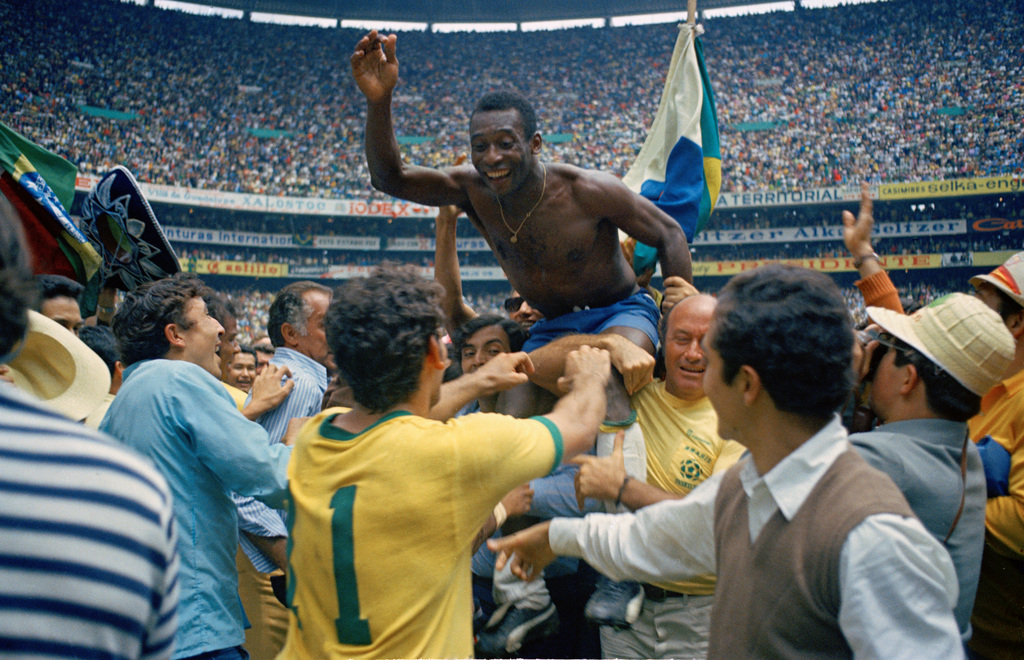 Pelé, champion du monde 1970 avec le Brésil au Mexique.
