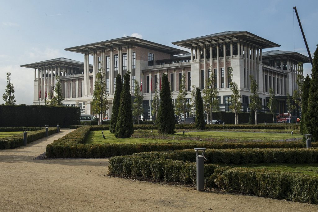 epa04466809 A general view of new Turkish Presidential Palace prior to a official reception for Republic day in Ankara, Turkey 28 October 2014. Turkish President Recep Tayyip Erdogan will move to new palace after the Republic day reception, local media said.....TURKEY OUT, USA OUT, UK OUT, CANADA OUT, FRANCE OUT, SWEDEN OUT, IRAQ OUT, JORDAN OUT, KUWAIT OUT, LEBANON OUT, OMAN OUT, QATAR OUT, SAUDI ARABIA OUT, SYRIA OUT, UAE OUT, YEMEN OUT, BAHRAIN OUT, EGYPT OUT, LIBYA OUT, ALGERIA OUT, MOROCCO OUT, TUNUSIA OUT, AZERBAIJAN OUT, ALBENIA OUT, BOSNIA HERZERGOVINA OUT, BULGARIA OUT, KOSOVA OUT, CROATIA OUT, REPUBLIC OF MACEDONIA OUT, MONTENEGRO OUT, SERBIA OUT  EPA/OZGE ELIF KIZIL / ANADOLU AGENCY