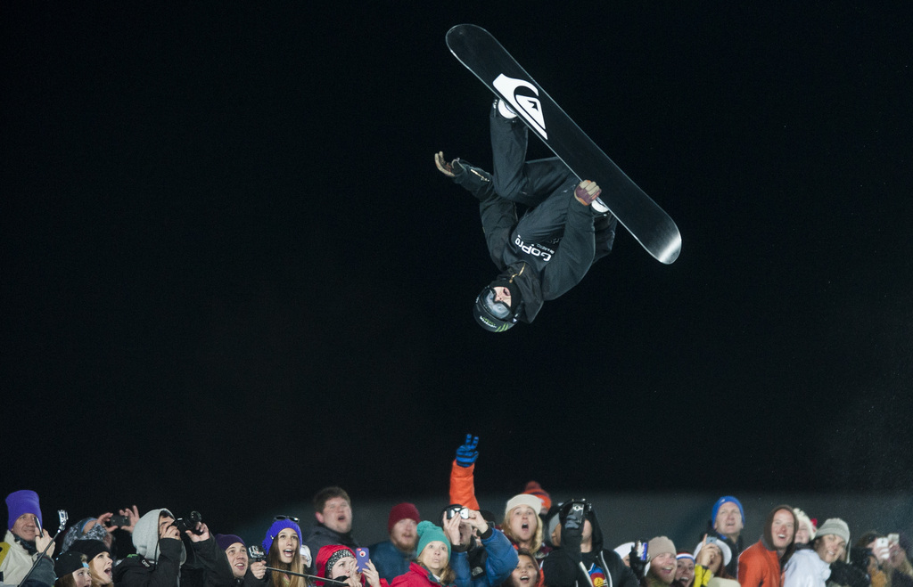 Iouri Podladtchikov makes his final run in an attempt to get on the podium during the Men's Snowboard SuperPipe finals at the 18th edition of the Winter X Games in Aspen, Colo. Sunday, Jan. 26, 2014. Podladtchikov, the favorite going into the finals, failed to medal and placed sixth with a score of 83.33. (AP Photo/ The Gazette, Michael Ciaglo)