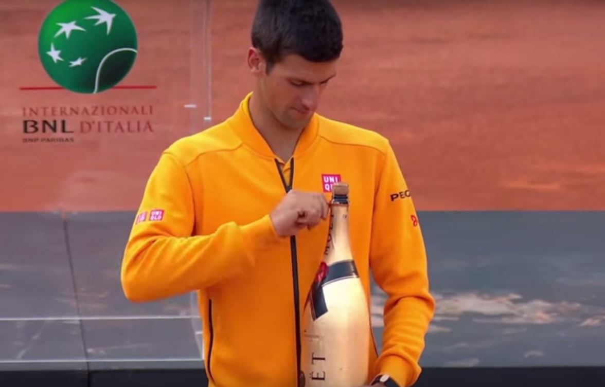 Novak Djokovic, of Serbia, takes part in an interview at the BNP Paribas Open tennis tournament, Thursday, March 12, 2015, in Indian Wells, Calif. (AP Photo/Mark J. Terrill) .