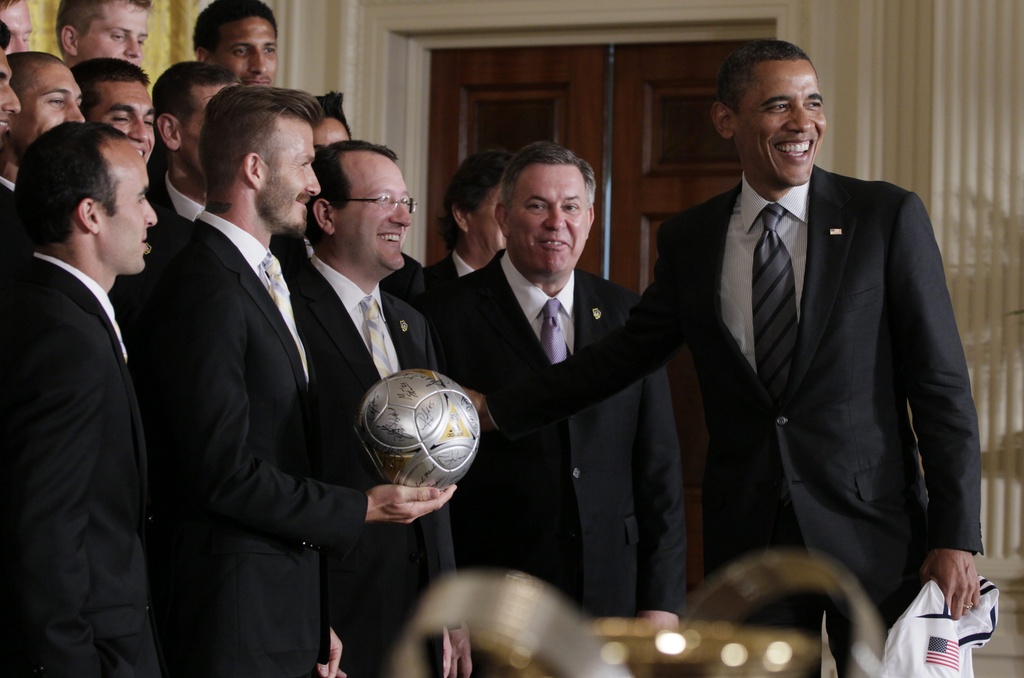 Barack Obama a reçu les Galaxy, champions en titre de la Ligue nord-américaine de football où Beckham joue depuis 2007.