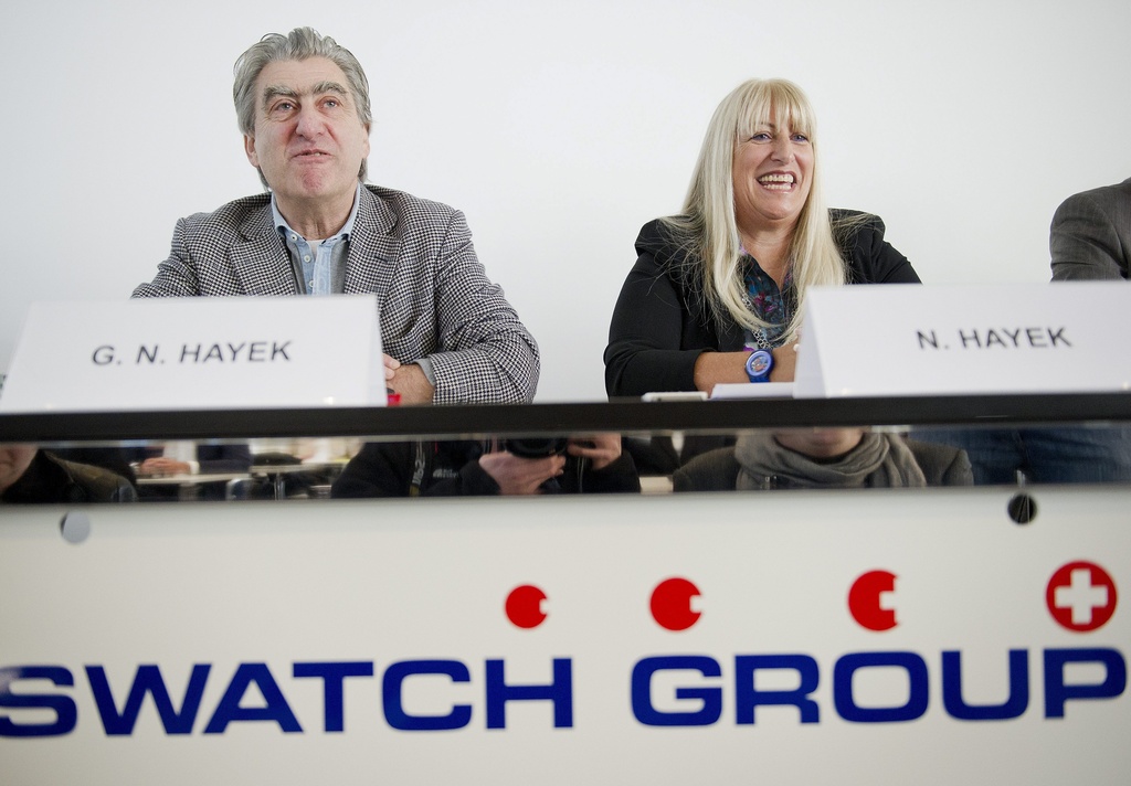 Swatch Group, dont Nick Hayek, gauche, et Nayla Hayek, droite,sont les patrons, a racheté la société Simon Et Membrez.