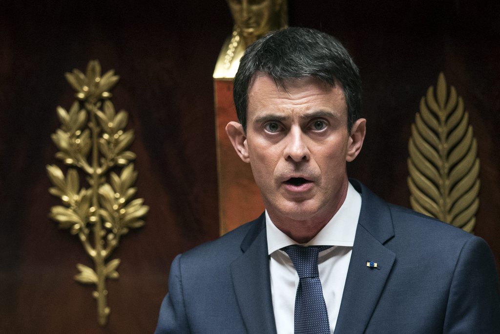 Le Premier ministre Manuel Valls à la tribune de l'Assemblée.