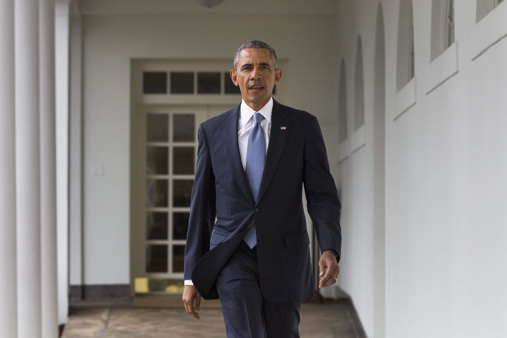 Barack Obama se rendant à son dernier discours sur l'état de l'union devant le Congrès américain.
