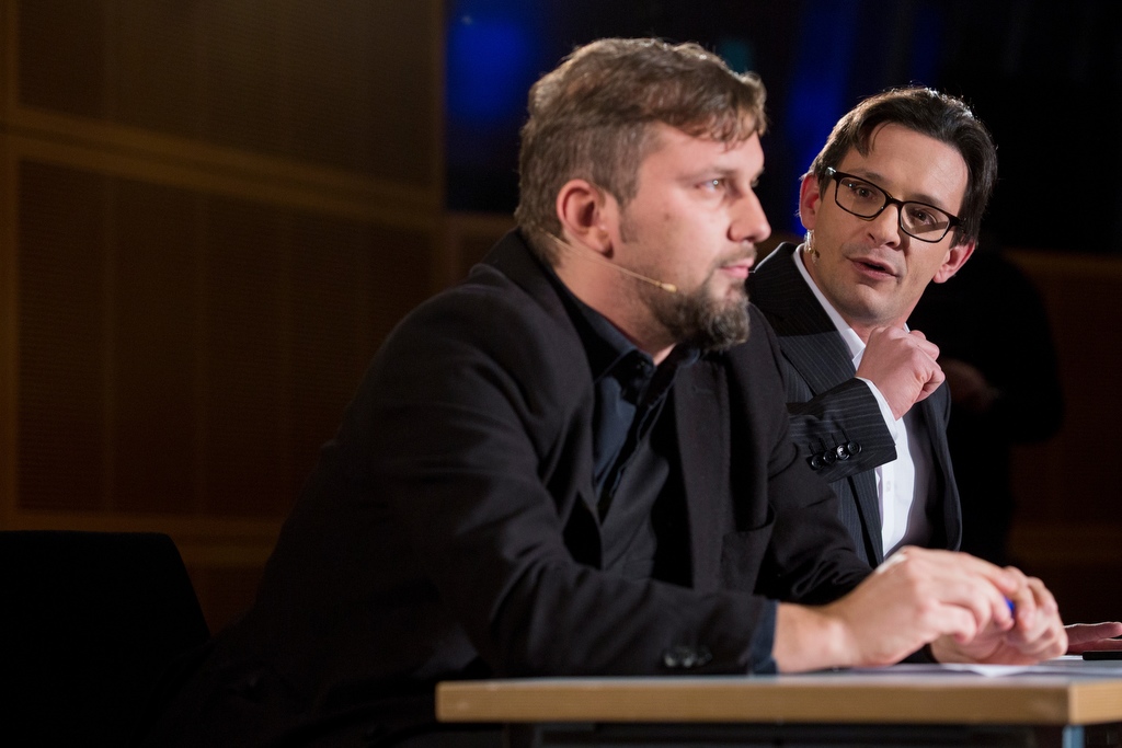 Rodolphe Haener (La Côte) et Florian Cavaleri (NRTV), animateurs du deuxième débat sur Gland.