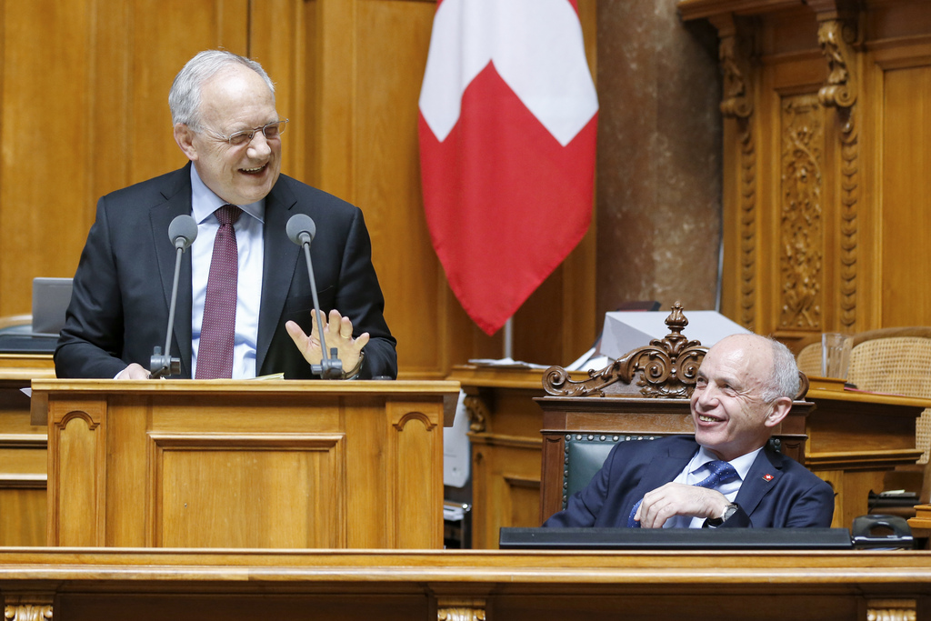 Johann Schneider-Ammann a prouvé qu'il savait rire.