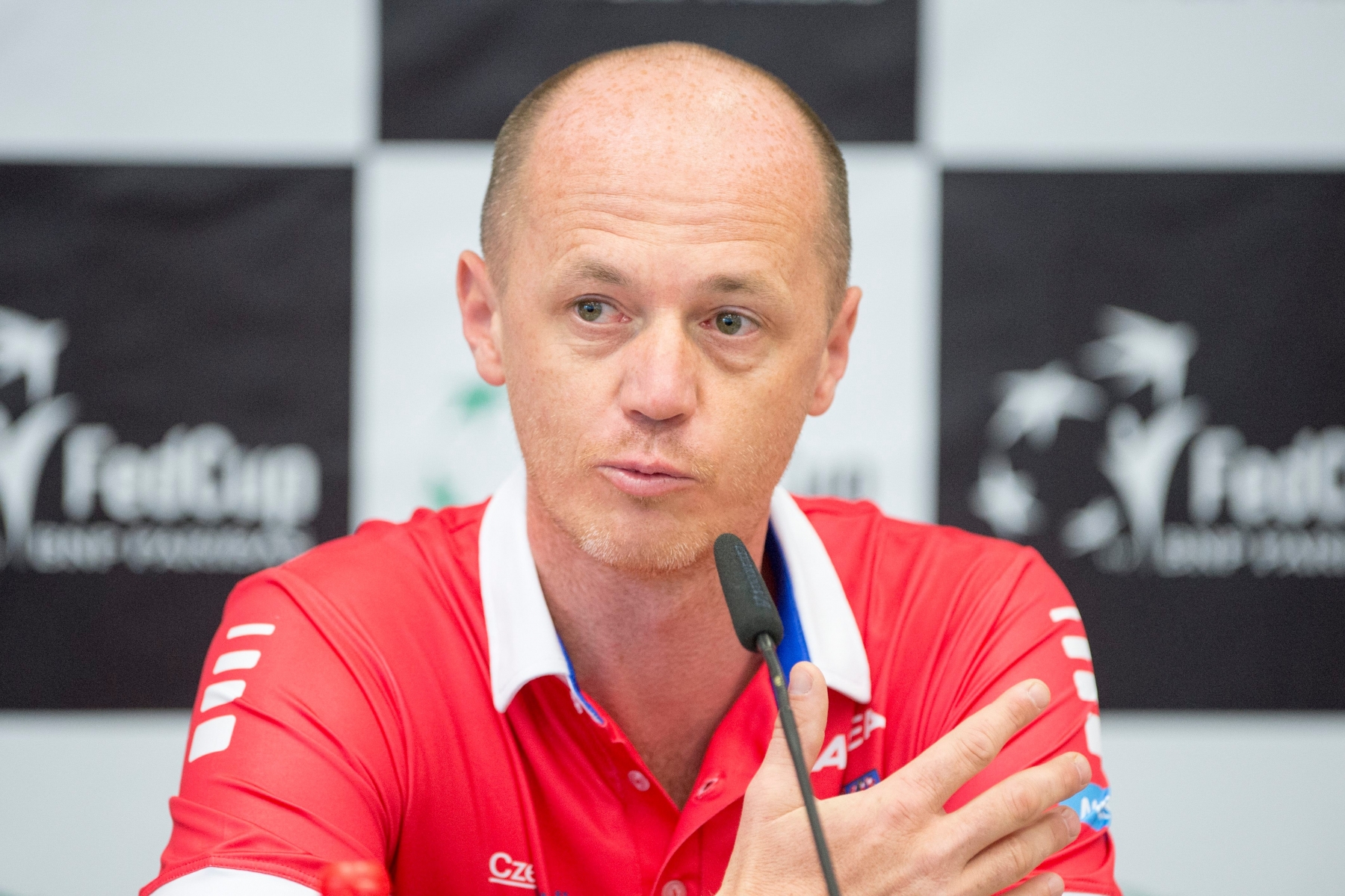 The Headcoach of the Fed Cup Czech Team Petr Pala at a press conference on Wednesday, April 13, 2016, in Lucerne, Switzeland. The Swiss Fed Cup Team will face the Czech Republic team in the Tennis World Group Semifinal Fed Cup on 16 and 17 April 2016. (KEYSTONE/Urs Flueeler) SWITZERLAND TENNIS FED CUP