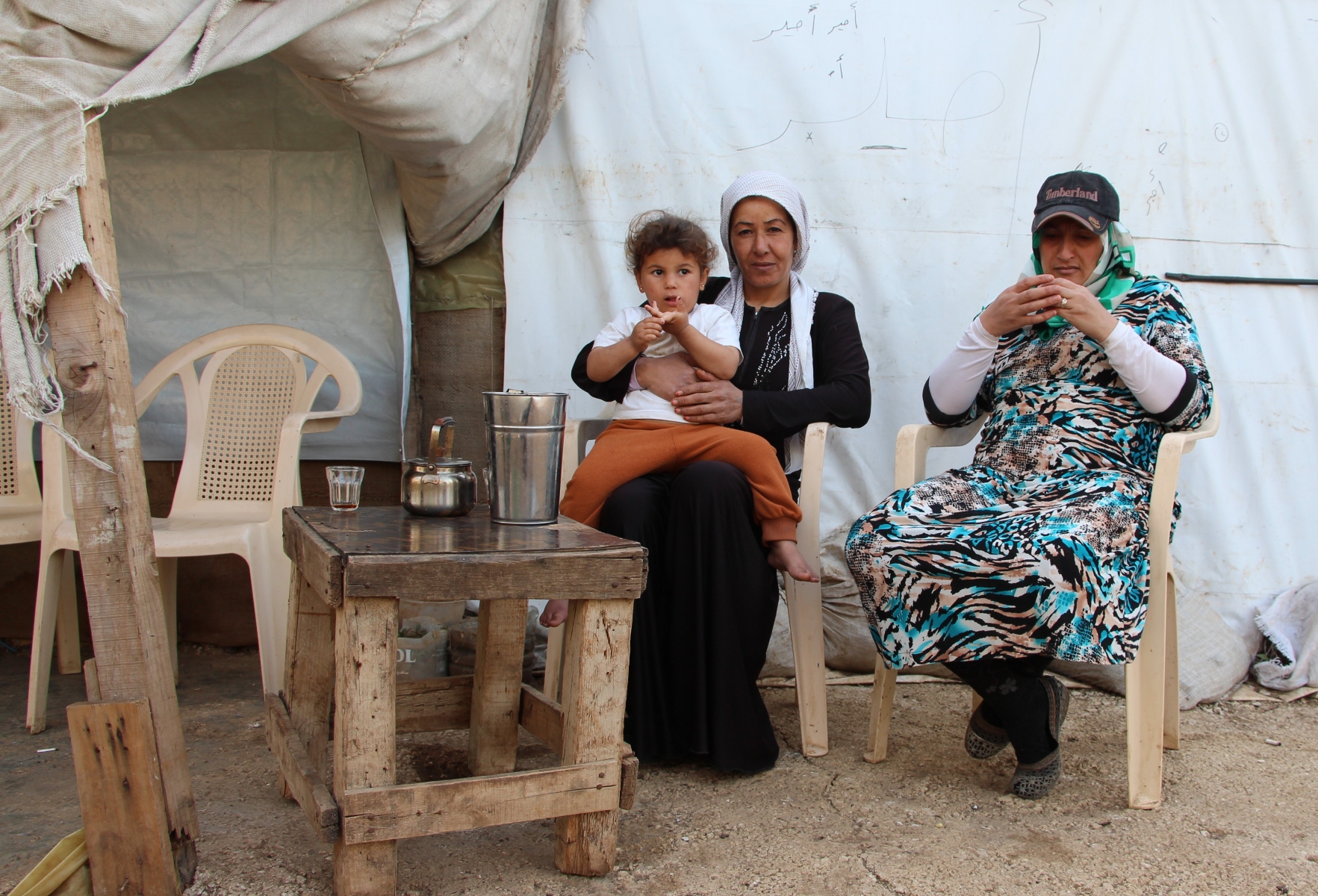 Basma (à gauche) s'est réfugiée au nord du Liban dès le début de la guerre en Syrie.