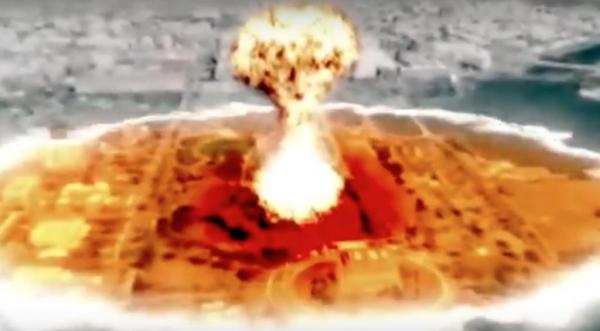 La vidéo montre notamment l'explosion du Capitole, siège du Congrès américain.