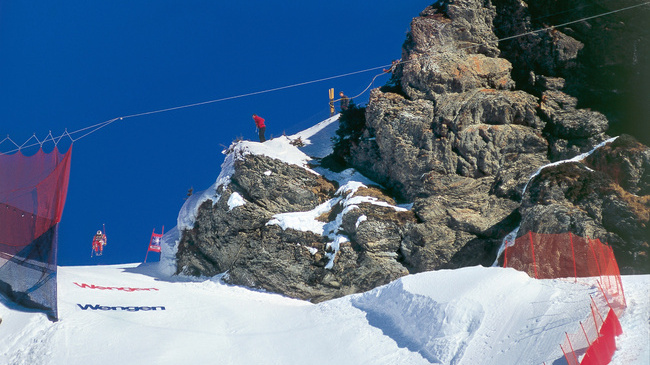 Le passage de la Tête de Chien lors d'une course de ski.