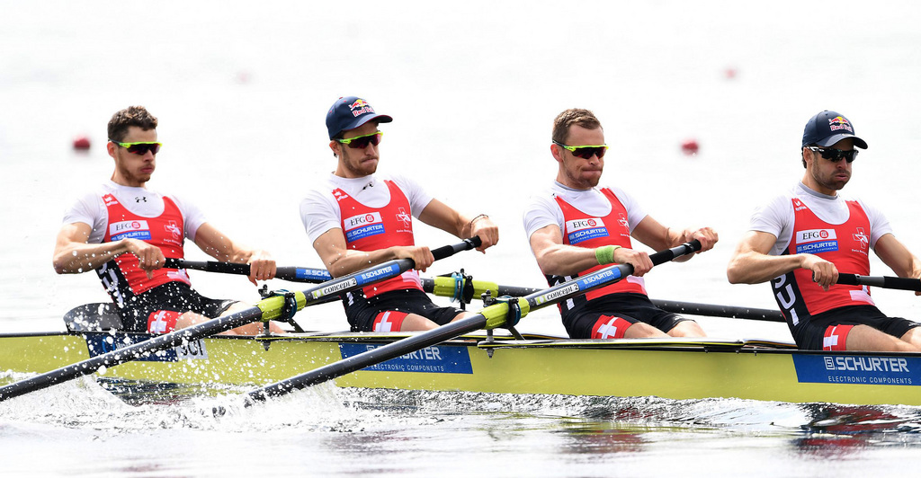 L'équipage suisse a terminé en 6'45''240 devant la Grande-Bretagne, vice-championne olympique en titre, et l'Allemagne.