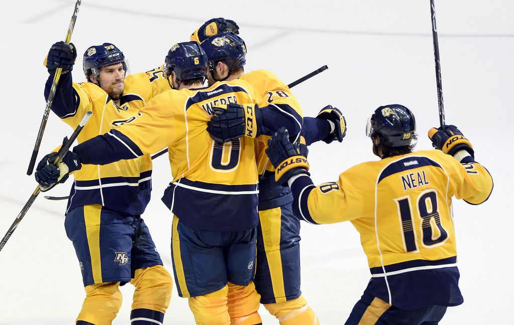 Nashville a inscrit ses deux buts durant le premier tiers, grâce à Colin Wilson et Paul Gaustad.