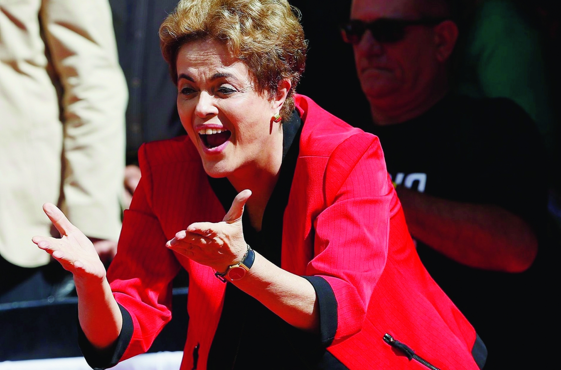 Brazil's President Dilma Rousseff blows kisses towards supporters during the May Day rally in Sao Paulo, Brazil, Sunday, May 1, 2016. President Rousseff is facing impeachment over allegations her administration violated fiscal laws. (AP Photo/Andre Penner) Brazil May Day