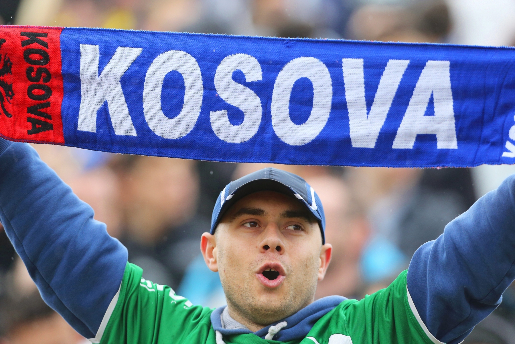 epa05288128 (FILE) A file picture dated 05 March 2014 of a supporter of Kosovo during the international friendly soccer match between Kosovo and Haiti in Mitrovica, Kosovo. The Football Federation of Kosovo (FFK) was accepted as a member of the UEFA on the 40th Ordinary UEFA Congress in Budapest, Hungary, on 03 May 2016.  EPA/ARMANDO BABANI *** Local Caption *** 51268366