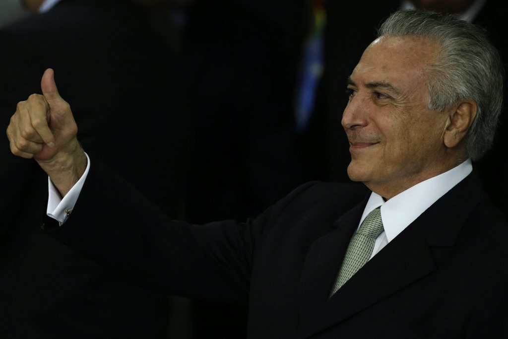 Le président par intérim Michel Temer était tout sourire dans la capitale Brasilia.