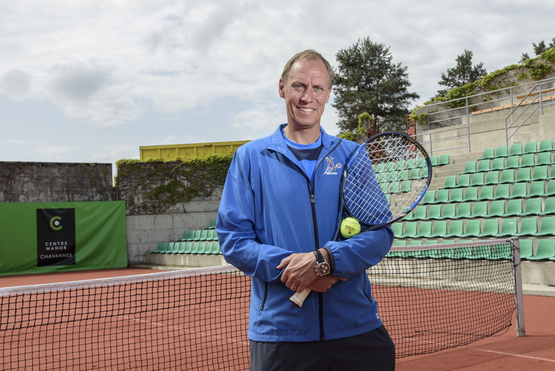 Chanvanne-des-Bois, mardi 10.05.2016, Joto Tennis, portrait de Jonas Svensson, directeur du club et ancien ATP10, photos Cédric Sandoz
