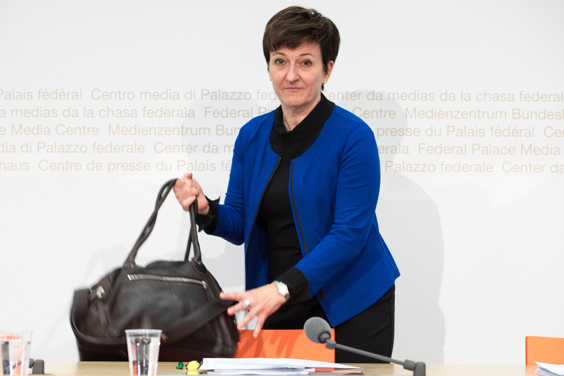 Nicoletta della Valle, Direktorin, stellt den Jahresbericht 2015 des Bundesamtes fuer Polizei, fedpol, vor, am Dienstag, 24. Mai 2016, in Bern. (KEYSTONE/Peter Schneider) SCHWEIZ FEDPOL