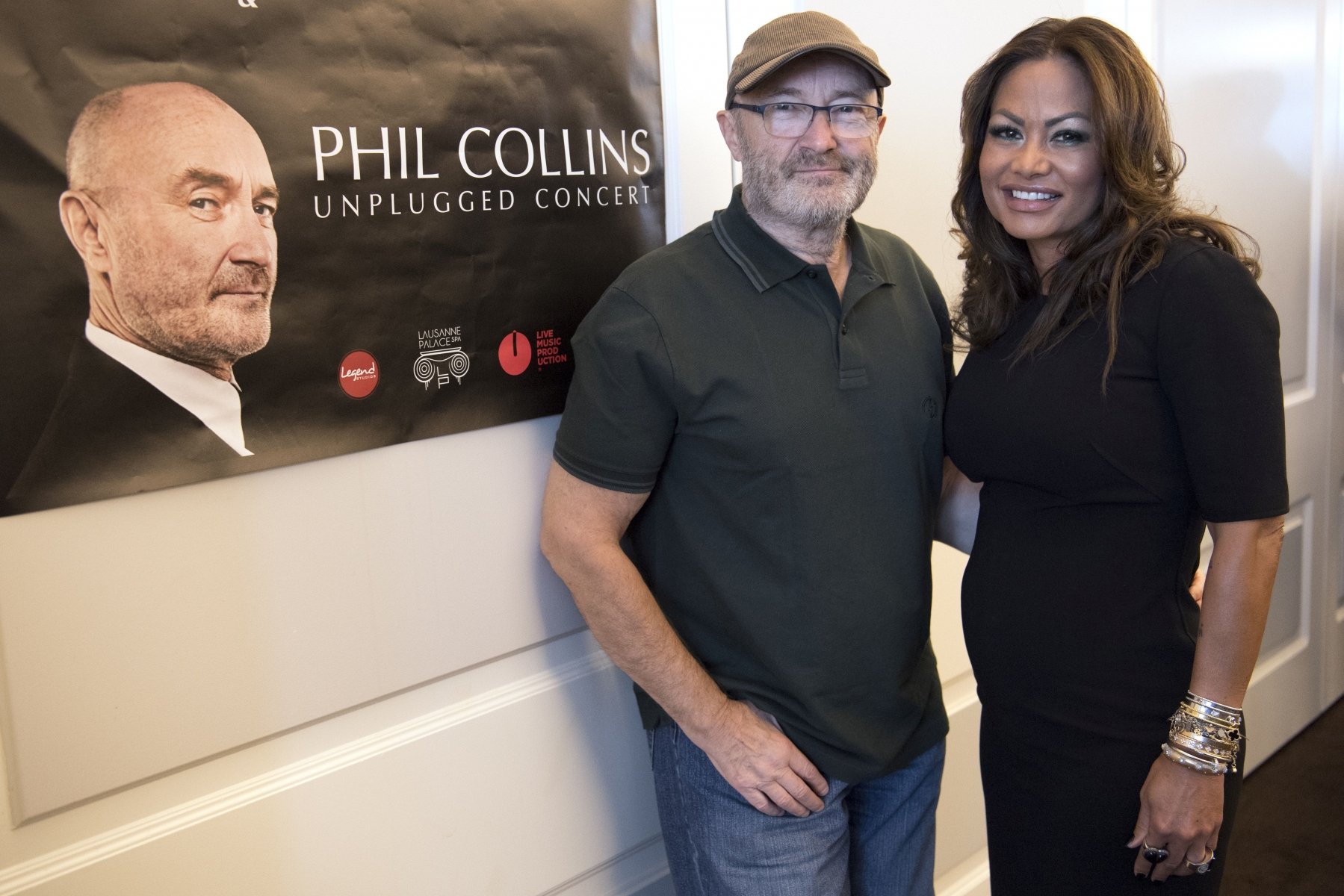 Phil Collins et Orianne Collins, à l'occasion de la présentation du concert de Phil, pour la fondation "Little Dreams" ce vendredi en acoustique à Lausanne. 