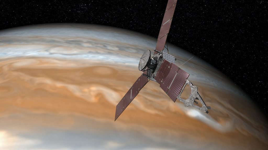 La sonde Juno est passée au plus près de la grande planète Jupiter samedi.