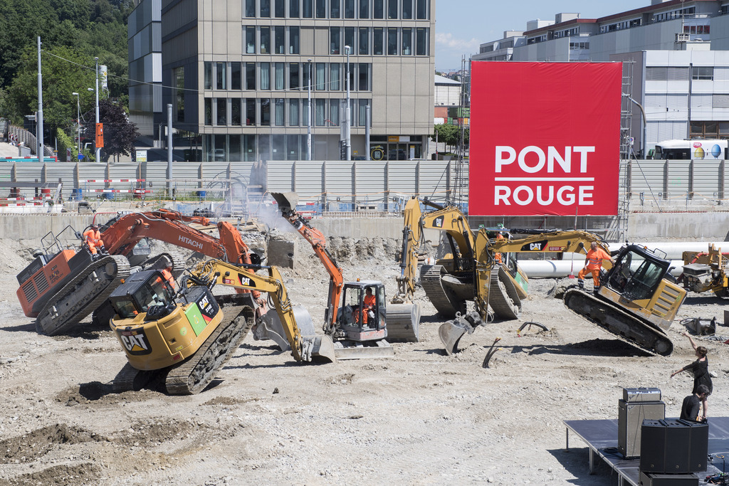 Le chantier de la future gare CFF Leman Express de Lancy-Pont-Rouge CEVA, en 2016