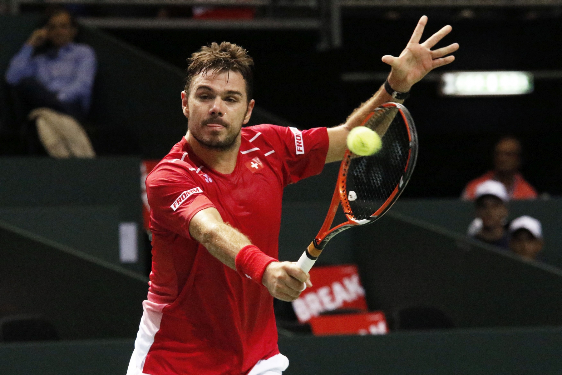 Genève, Palexpo, Vendredi 18 septembre 2015, Coupe Davis, Suisse vs Pays Bas, Victoire des Suisses, Stanislas Wawrinka vs Thiemo De Bakker, Photos Céline Reuille