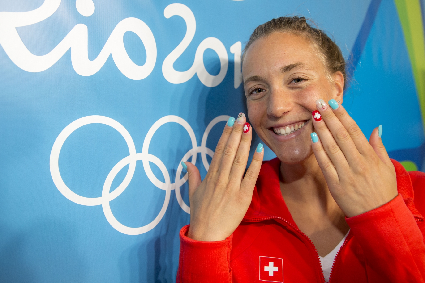 Swimmer Noemi Girardet of Switzerland poses for a photo after a press conference of Swiss Olympic Swimming team at the Main Press Center MPC in Rio de Janeiro, Brazil, prior to the Rio 2016 Olympic Summer Games, pictured on Wednesday, August 3, 2016. (KEYSTONE/Patrick B. Kraemer)