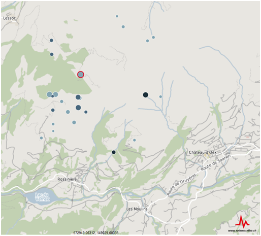 Des séismes ont été ressentis ces derniers jours à Château-d'Oex entre 05 et 2.7 sur l'échelle de Richter.