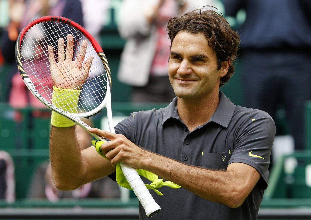 Roger Federer à l'issue de son 8e de finale face à Florian Mayer à Halle.